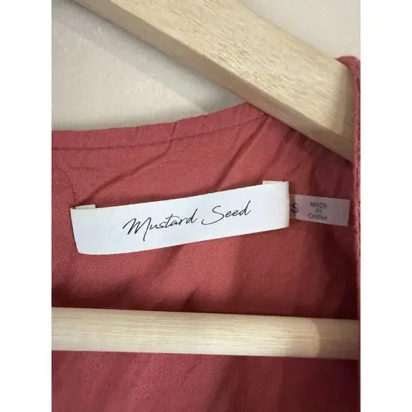 Mustard Seed Rust Eyelet Romper Dress Women’s S Terracotta Ruffle Boho Playsuit - Picture 11 of 16